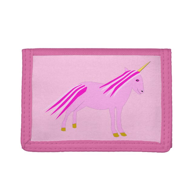 Pretty Pink Baby Girl Unicorn Trifold Wallet (Front)