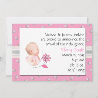 Pretty Pink Baby Girl's Birth Announcement