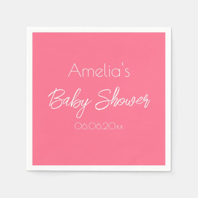 Pretty pink Baby Shower Personalized Napkins (Front)