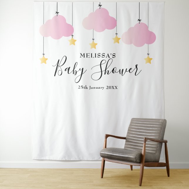 Pretty Pink Baby Shower Photo Booth Backdrop (In Situ)