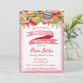 Pretty Pink Baby Shower Tea Party Invitation (Standing Front)