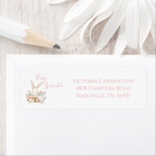 Pretty Pink Baby Sprinkle Bunny Baby Shower Label