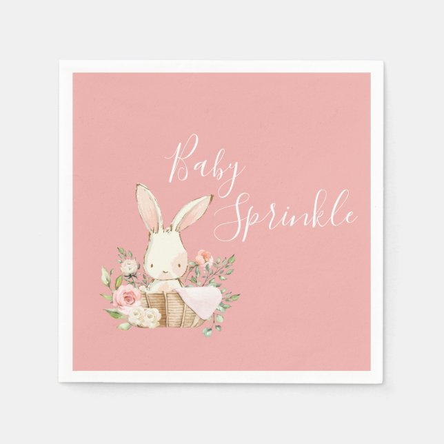 Pretty Pink Baby Sprinkle Script Baby Shower Napkins (Front)