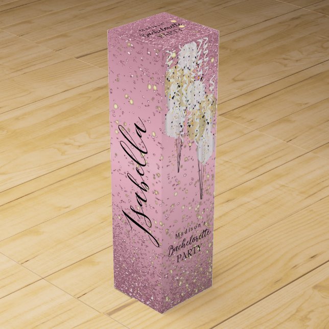 Pretty Pink Bachelorette Party Wine Box (Front)