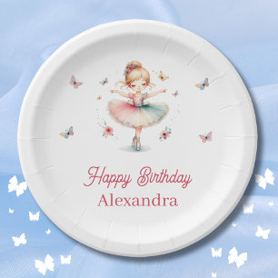 Pretty Pink Ballerina Girl Birthday Party Paper Plates