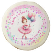 Pretty Pink Ballerina Girl's Birthday Girl Sugar Cookie (Front)