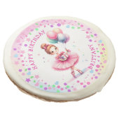 Pretty Pink Ballerina Girl's Birthday Girl Sugar Cookie (Angled)