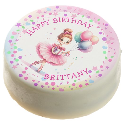 Pretty Pink Ballerina Girl's Birthday Party Chocolate Covered Oreo (Angled)
