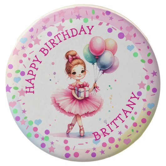 Pretty Pink Ballerina Girl's Birthday Party Chocolate Covered Oreo (Front)