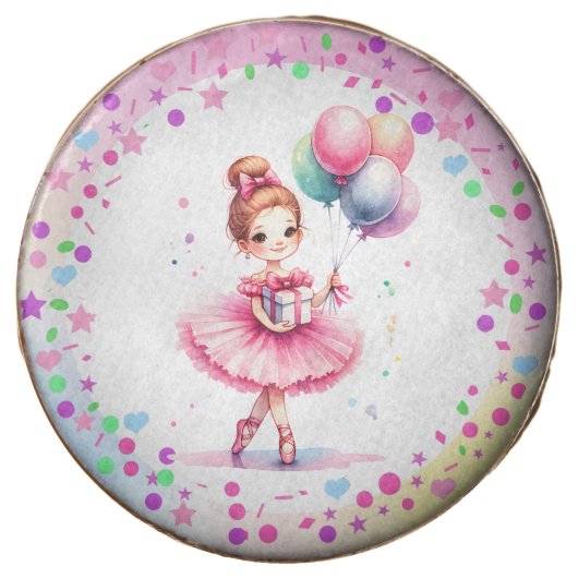 Pretty Pink Ballerina Girl's Birthday Party Chocolate Covered Oreo (Front)