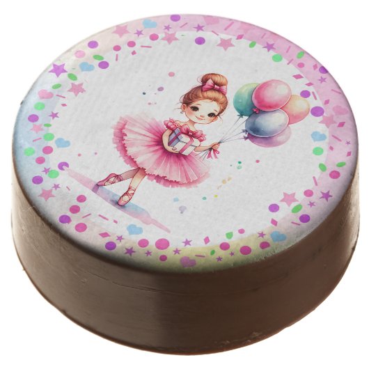 Pretty Pink Ballerina Girl's Birthday Party Chocolate Covered Oreo (Angled)