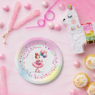 Pretty Pink Ballerina Girl's Birthday Party Paper Plates