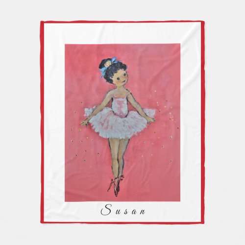 Pretty Pink Ballerina personalized Fleece Blanket