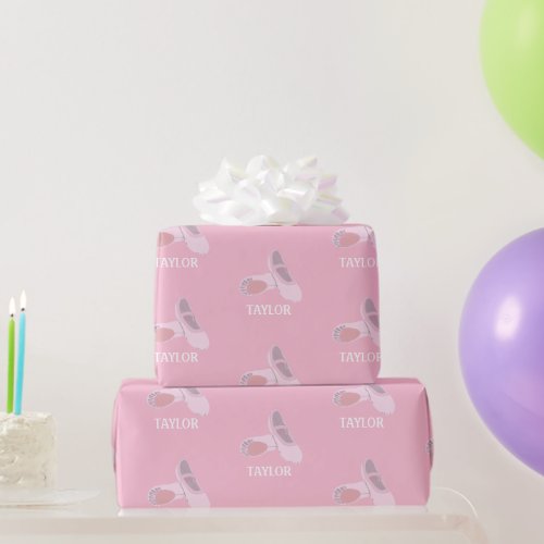 Pretty Pink Ballet Shoes Girls Personalized Wrapping Paper