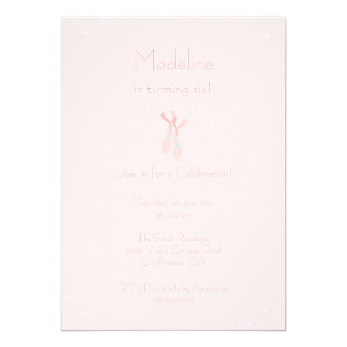 Pretty Pink Ballet Slippers Birthday Invite