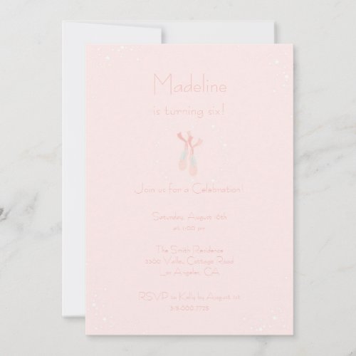 Pretty Pink Ballet Slippers Birthday Invite