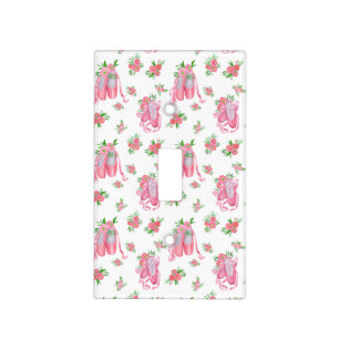Pretty Pink Ballet Slippers Shoes Ballerina Light Switch Cover