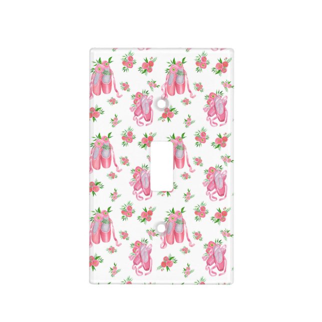 Pretty Pink Ballet Slippers Shoes Ballerina Light Switch Cover (Front)