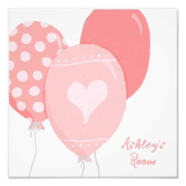 Pretty Pink Balloons Nursery Photo Print (Front)