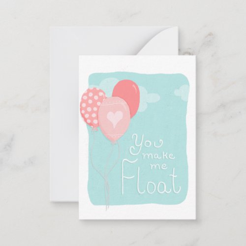 Pretty Pink Balloons with lettering Note Card