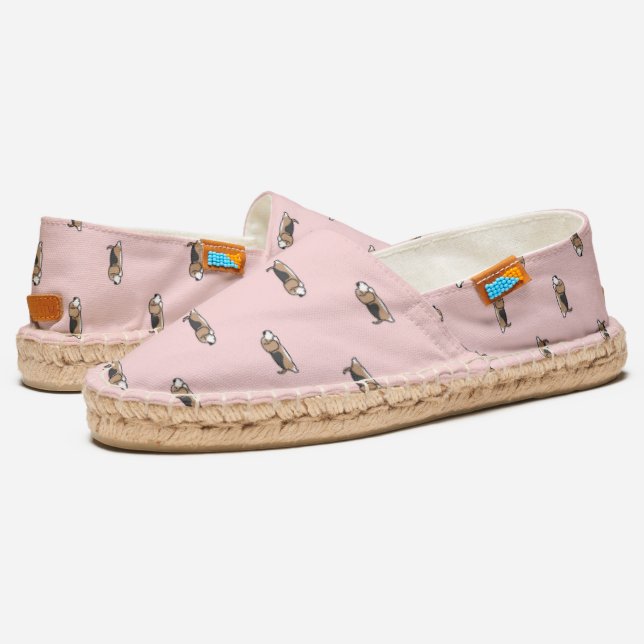 Pretty Pink Beagles Pattern Espadrilles (Angled)