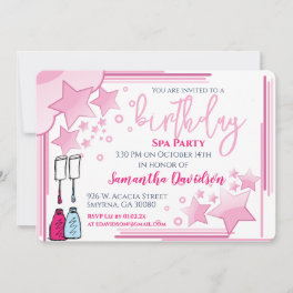 Pretty Pink Birthday Spa Party Invitation