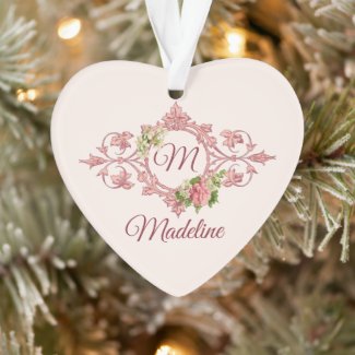 Pretty Pink Birthday with Vintage Flowers Ornament