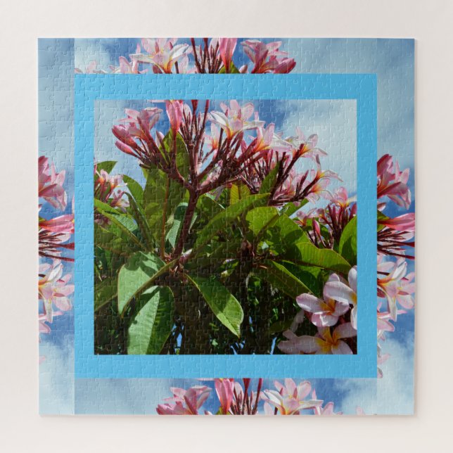 Pretty Pink Blooming Frangipani Tree, Jigsaw Puzzle (Vertical)