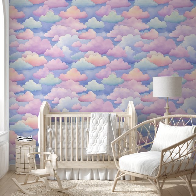 Pretty Pink Blu Orange Pastel Clouds  Wallpaper (Kids)