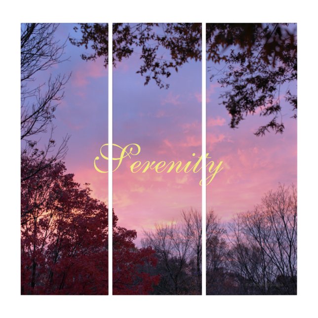 Pretty Pink Blue Fall Sunset Triptych Wall Art (Front)