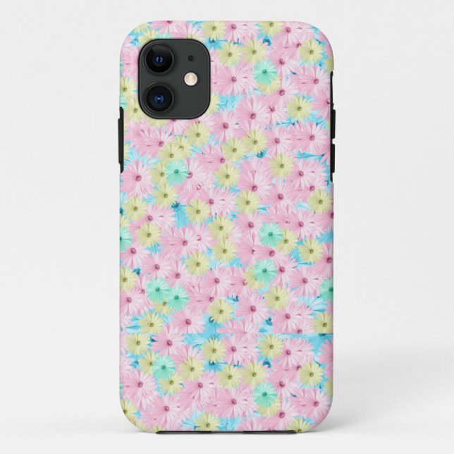 Pretty Pink Blue Floral Daisies  Case-Mate iPhone Case (Back)