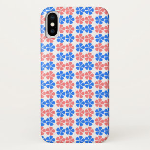 Pretty Pink Blue Floral Design iPhone X Case