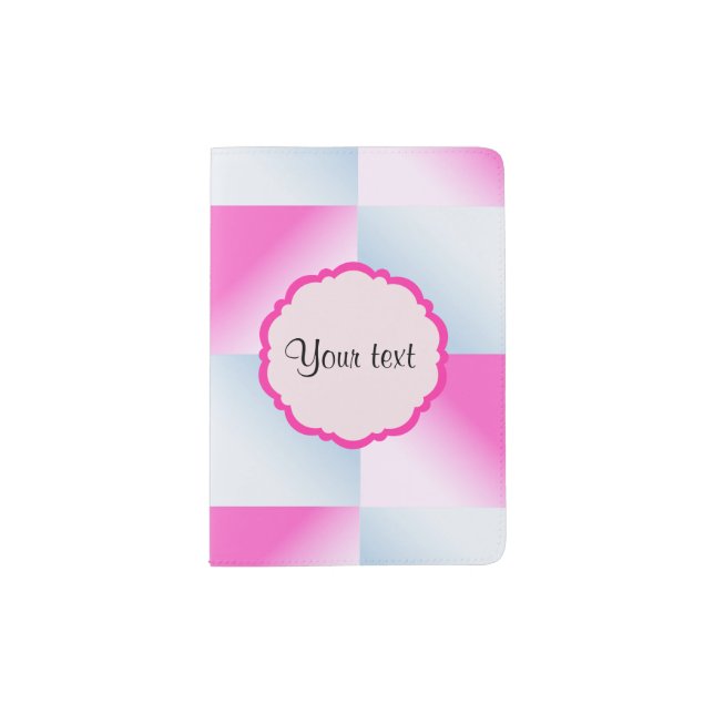Pretty Pink & Blue Gradient Squares Passport Holder (Front)