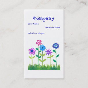 Pretty Pink, Blue, Mauve Flowers Business Card