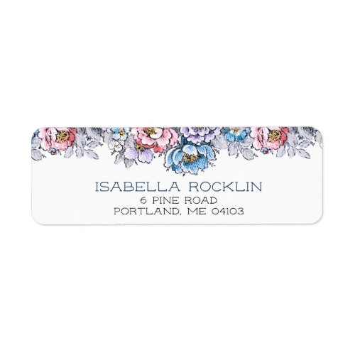 Pretty Pink Blue  Purple Floral Label