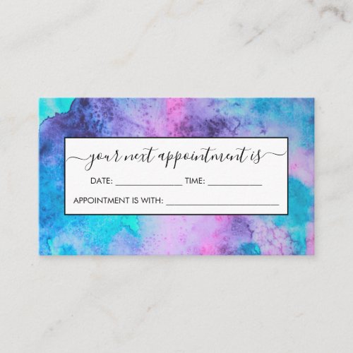 Pretty Pink Blue Purple Salty Watercolor Art Appointment Card