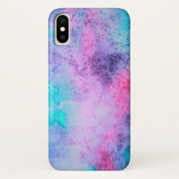 Pretty Pink Blue Purple Salty Watercolor Art iPhone X Case