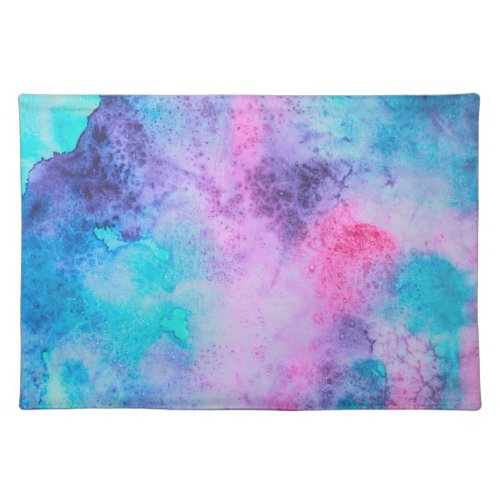 Pretty Pink Blue Purple Salty Watercolor Art Cloth Placemat
