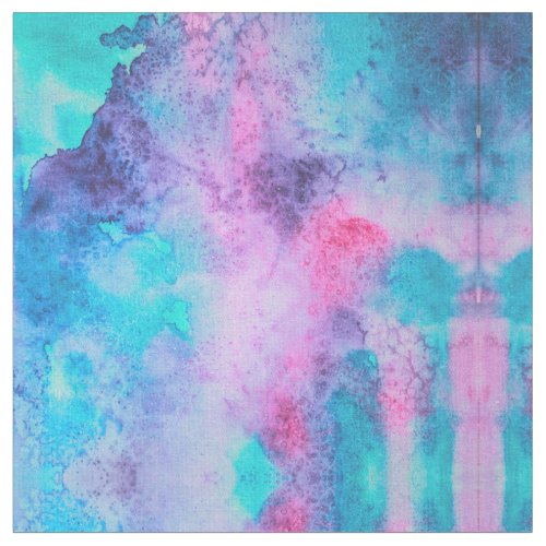 Pretty Pink Blue Purple Salty Watercolor Art Fabric