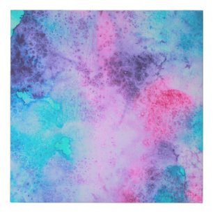 Pretty Pink Blue Purple Salty Watercolor Art Faux Canvas Print