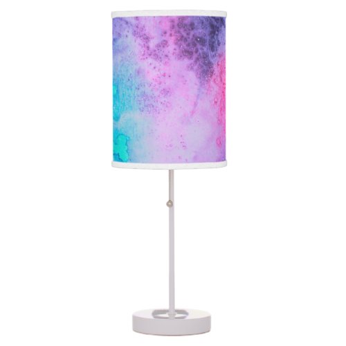 Pretty Pink Blue Purple Salty Watercolor Art Table Lamp