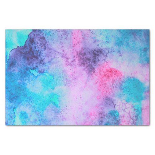 Pretty Pink Blue Purple Salty Watercolor Art Tissue Paper