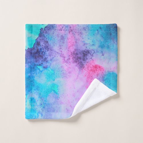 Pretty Pink Blue Purple Salty Watercolor Art Wash Cloth