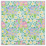 Pretty Pink Blue Yellow Primroses Floral Fabric