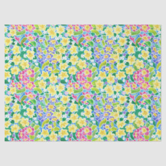 Pretty Pink, Blue, Yellow Primroses Tissue Paper