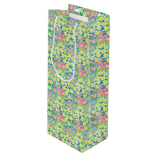 Pretty Pink, Blue, Yellow Primroses Wine Gift Bag