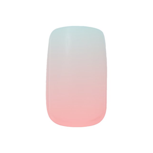 Pretty Pink Blush and Blue Ombre Minx Nail Art (Left Thumb)