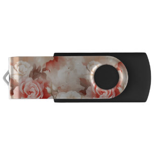 Pretty Pink Blush Cream Floral Flash Drive