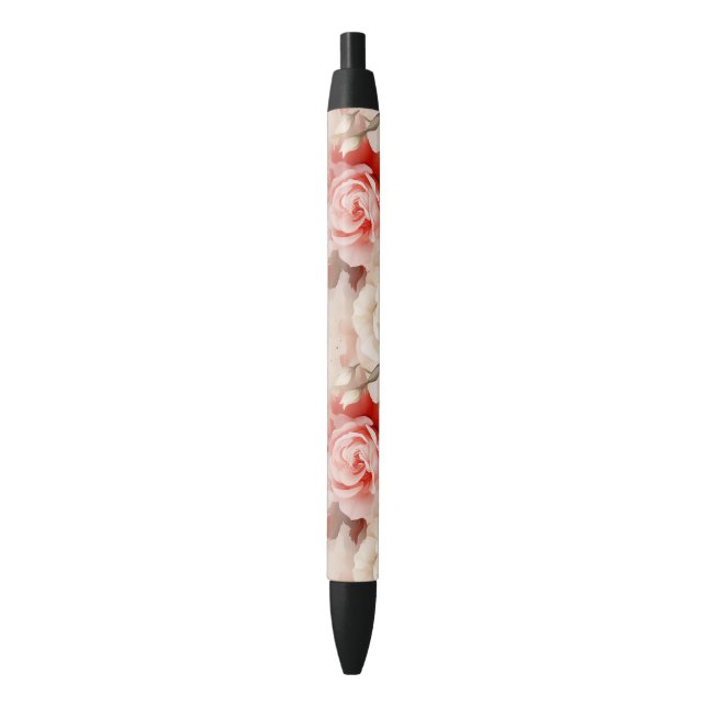 Pretty Pink Blush Cream Rose Floral Pen (Front Vertical)