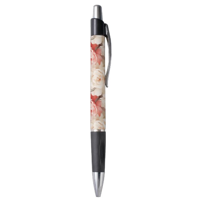 Pretty Pink Blush Cream Rose Floral Pen (Bottom (Vertical))